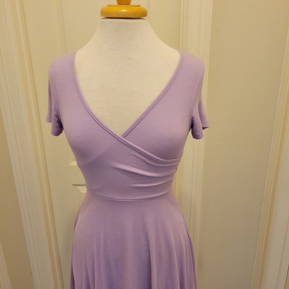 Publik Lavender Knit Short Sleeve Dress Crossover Neckline Ladies Small - Picture 4 of 6